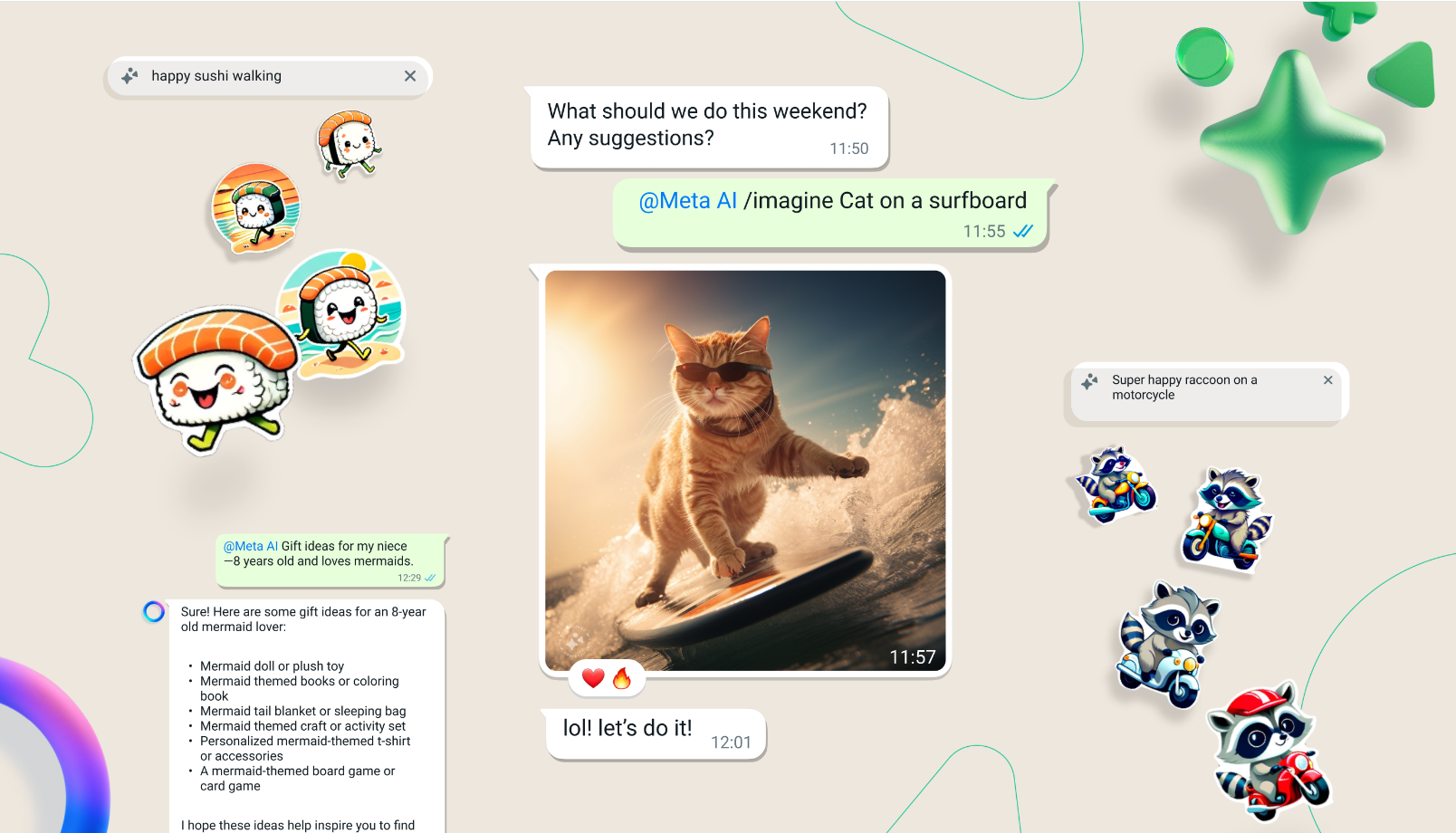 Meta introduces AI-powered image creation in WhatsApp chats using the word "Imagine."