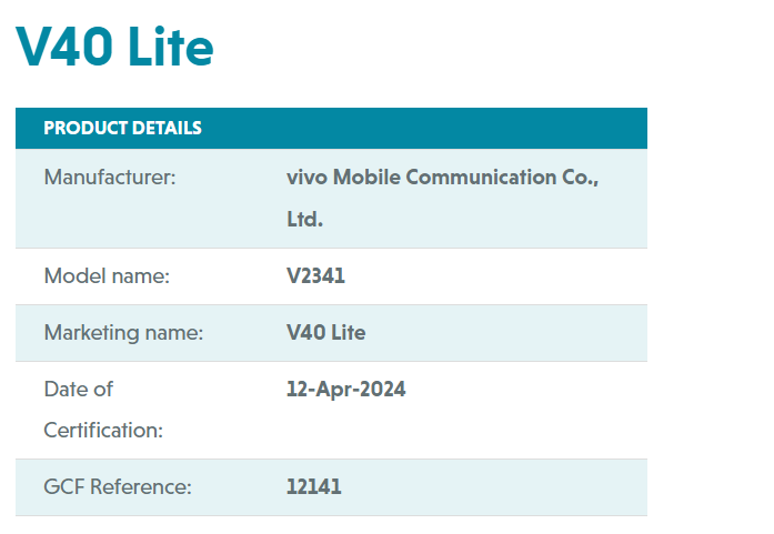Vivo V40 Lite 5G spotted in Bluetooth SIG and GCF listings