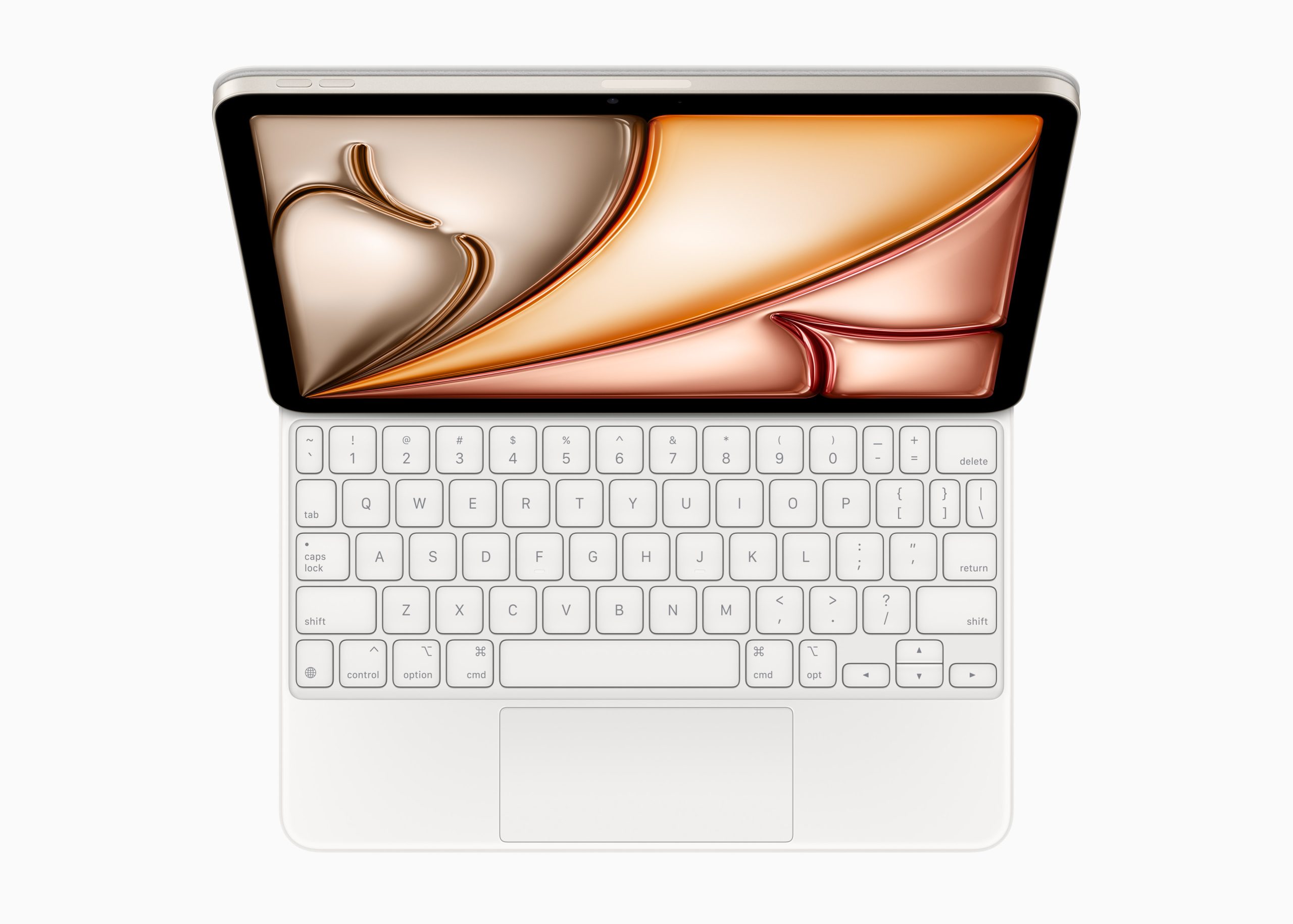 keyboard's sleek and minimalist design complements the iPad's aesthetic, while the enhanced trackpad