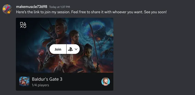 Integration of a live multiplayer widget for Discord showcases session activities