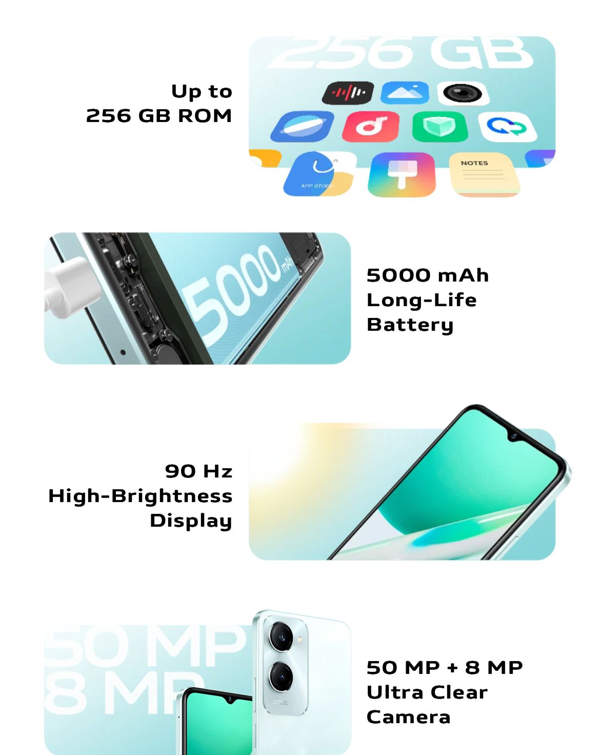 Powered by a 5,000mAh battery and supported by 15W fast charging