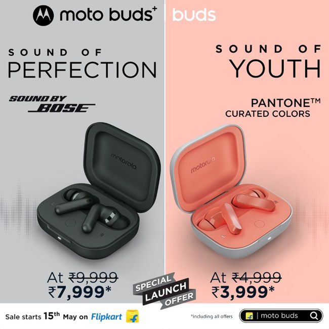 The moto buds+ and moto buds seamlessly integrate into the Moto ecosystem, enhancing the experience with the moto buds app