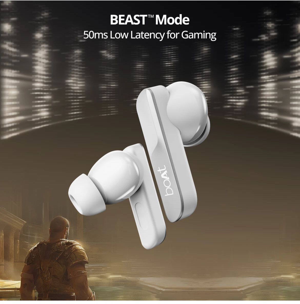 The boAt Airdopes 800 includes 10mm titanium drivers, Dolby Audio support, Quad mic with ENx Technology