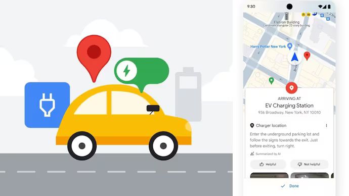 Google Maps now locates nearby EV charging stations