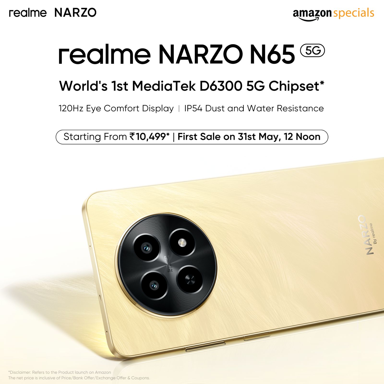 Features a MediaTek Dimensity 6300 chipset and 5G support