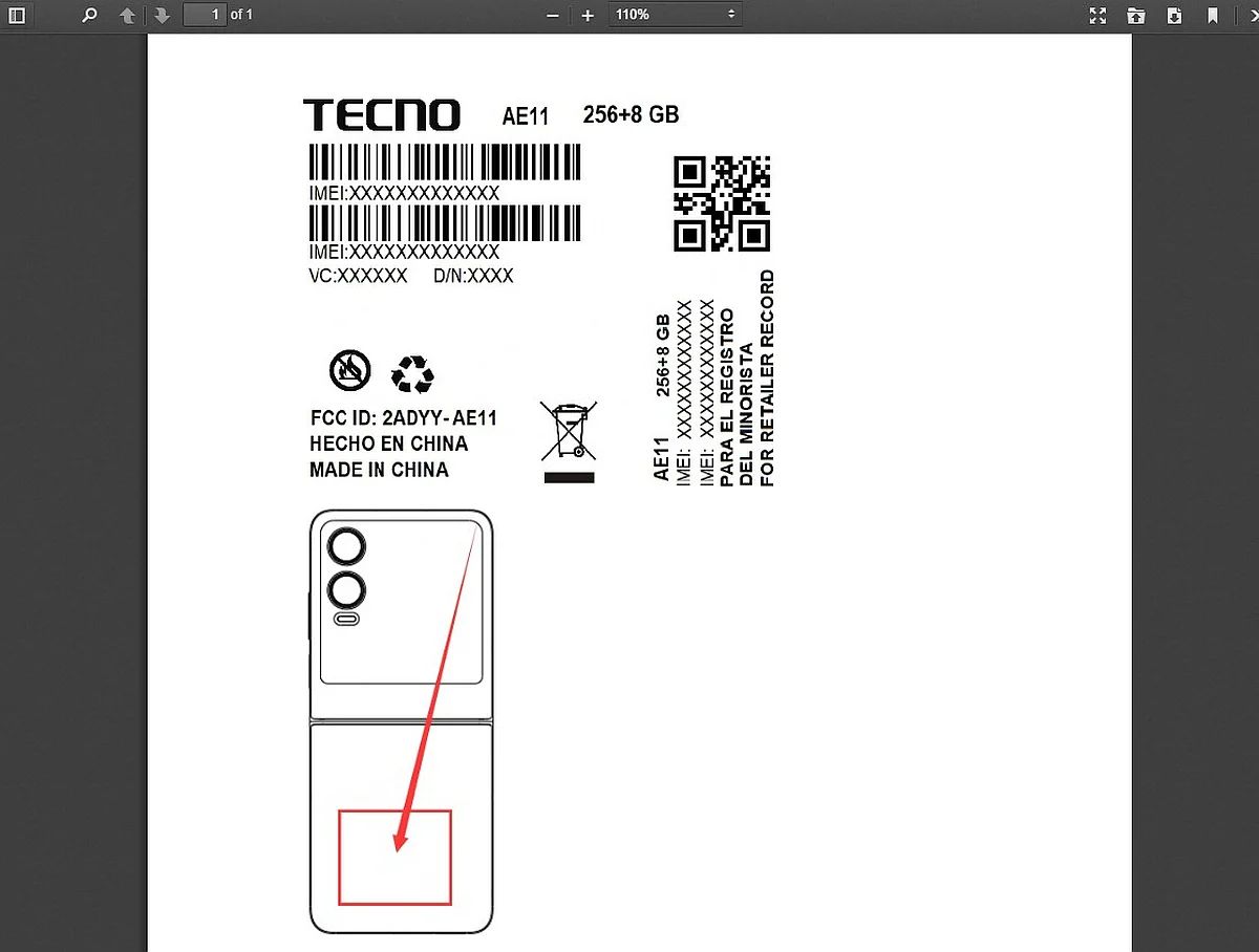 A diagram of the smartphone on the FCC website
