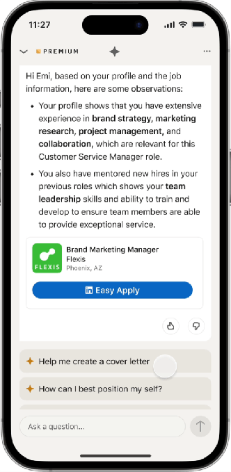 you can now generate a cover letter or a letter of introduction