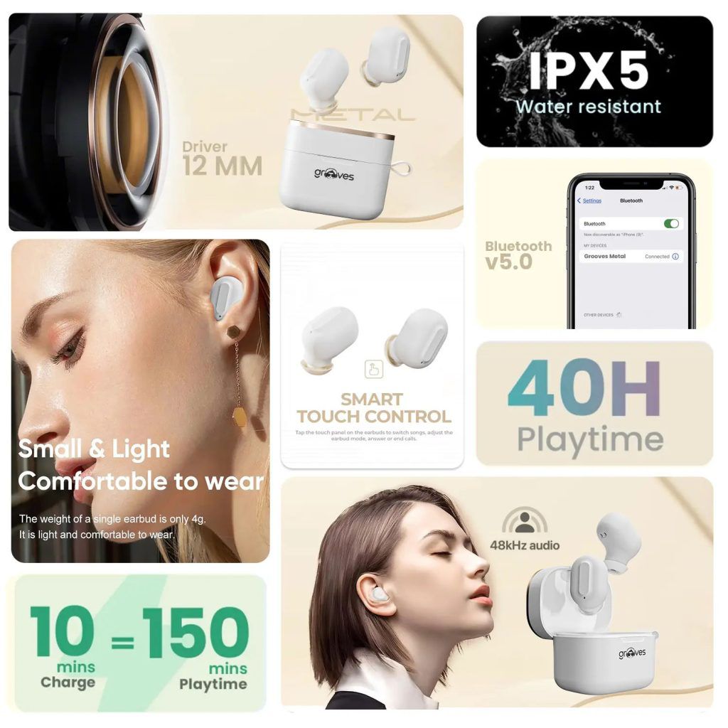 earbuds are sweat and water-resistant, suitable for various activities