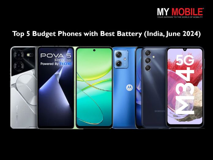 Top 5 Budget Smartphones with Exceptional Battery Life in India (June 2024) Top 5 Budget Smartphones with Exceptional Battery Life in India (June 2024)