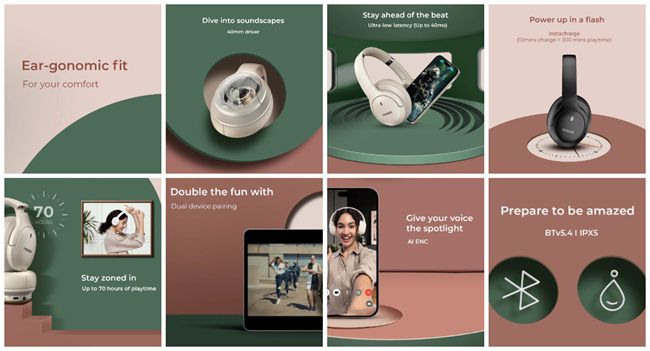 These headphones are designed for comfort, featuring a foldable design