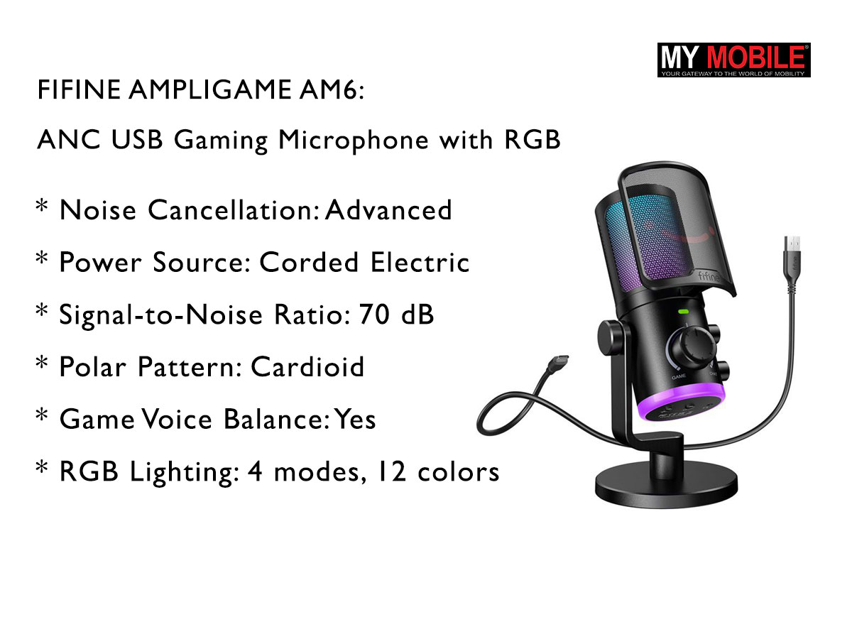 FIFINE AMPLIGAME AM6 ANC USB GAMING RGB MICROPHONE LAUNCHED FOR GAMING