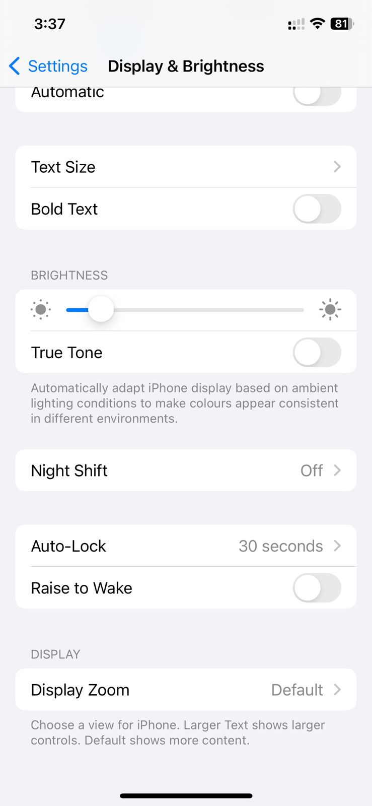 To turn off the Always-on display feature, go to Settings > Display & Brightness and toggle off "Always On."