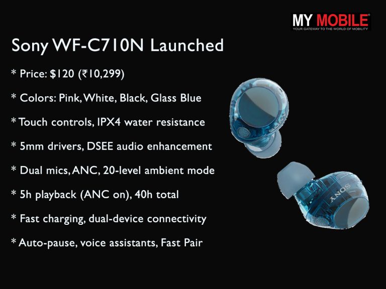 Sony WF-C710N Launched with Better Noise Cancellation, Battery Life and More