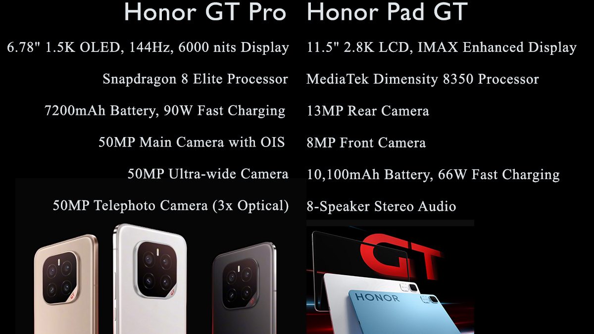 Honor GT Pro with Snapdragon 8 Elite, 7200mAh Battery and Honor