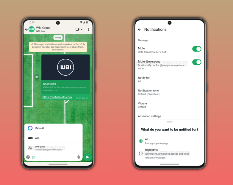  Upcoming WhatsApp feature will allow users to mute everyone's mentions in group chats. (Image credit - @WABetaInfo on X)