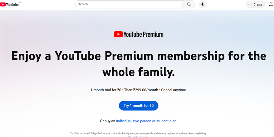  YouTube Premium Family Plans.