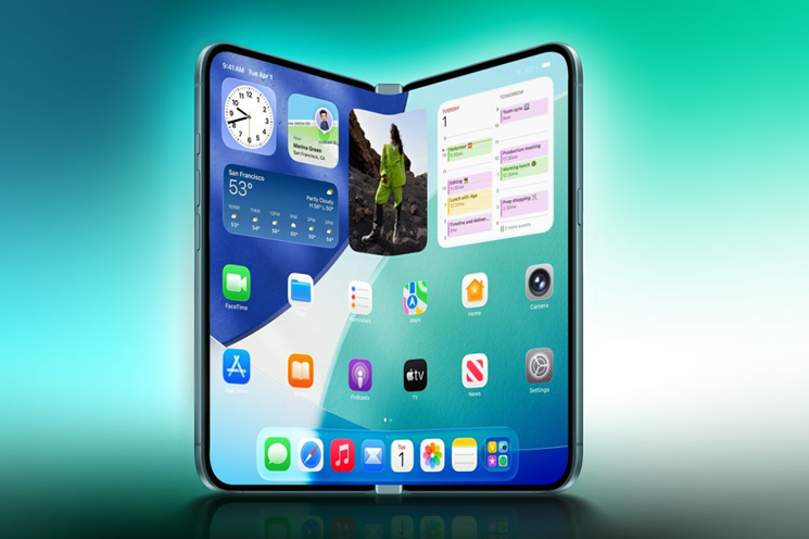 Apple iPhone Fold book-style design concept with crease-free Samsung display (Image credit: Macrumors)