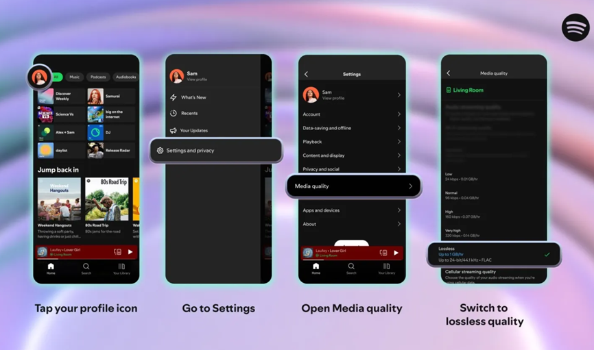  Steps on how to enable Lossless audio on Spotify.