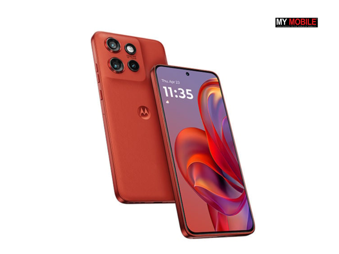 Motorola Edge 60 Neo smartphone with vegan leather back and triple rear camera setup