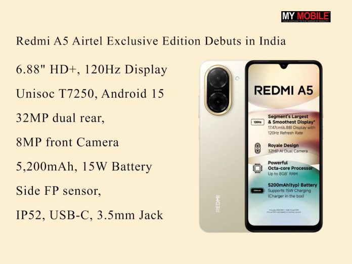 redmia5 Caption - Redmi A5 Airtel Exclusive Edition benefits. (Image Credit - Redmi)
