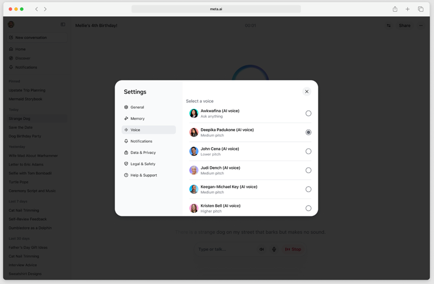  Deepika Padukone’s AI Voice Now on Meta AI. (Image credit - Meta)