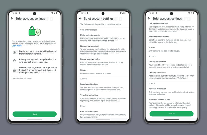 WhatsApp's strict account setting feature. (Screenshot by WABetaInfo)
