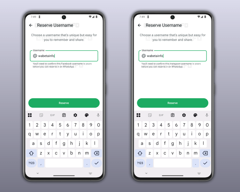  You will be able to reserve the same usernames you use on Facebook and Instagram. (Image credit - @WABetaInfo on X)