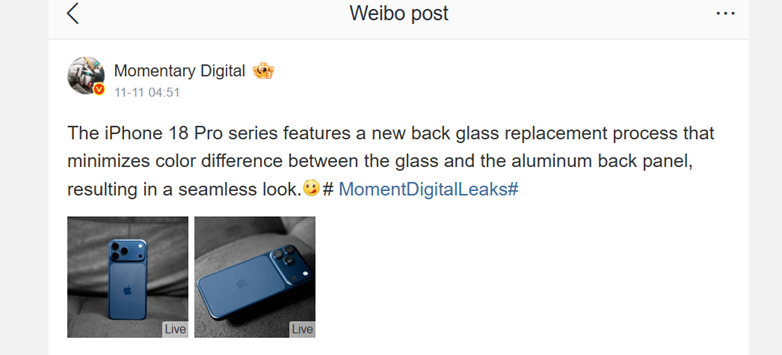  Tipster Instant Digital on Weibo. (Translated via Google Translate)