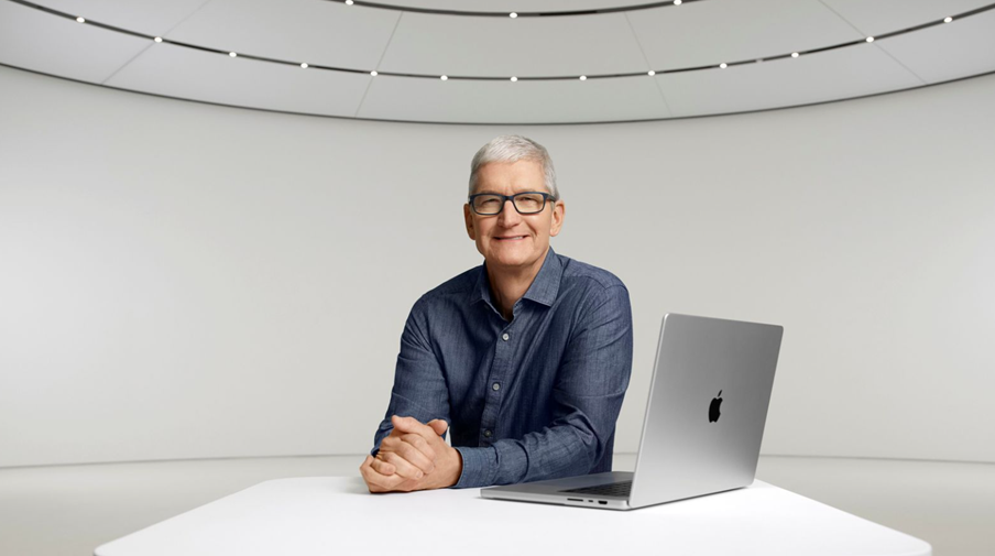 Apple CEO Tim Cook during a keynote. (Image credit - Apple)