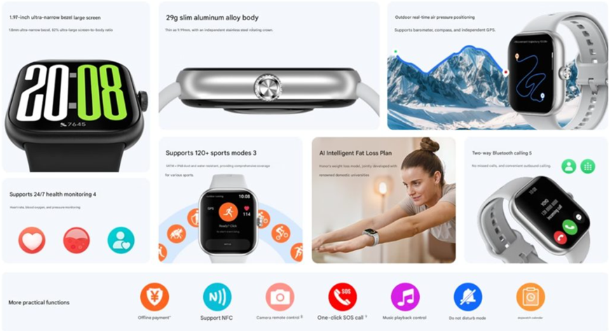Honor Watch X5 key features. (Image credit - Honor)