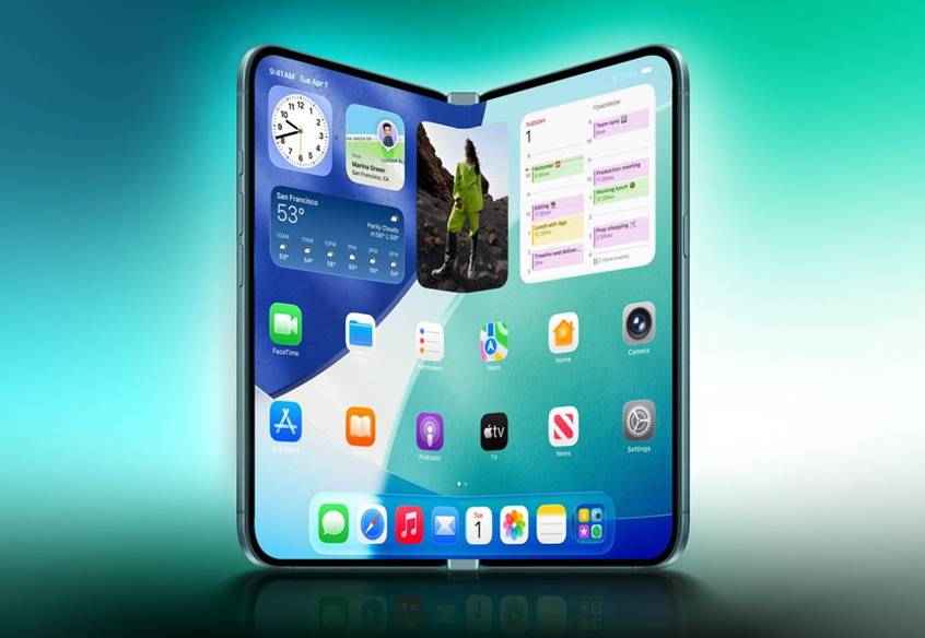  A concept image of the first foldable iPhone. (Image credit - Macrumors)