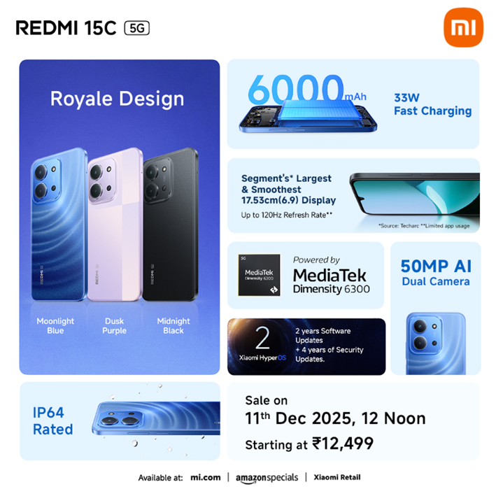 Redmi 15C 5G key features. (Image credit - Redmi)