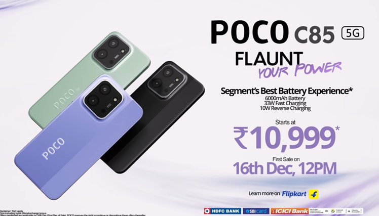  Poco C85 5G starting launch price after bank offers. (Image credit - Poco C85 5G)