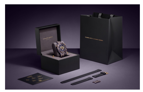 Huawei Watch Ultimate Design Royal Gold Edition inside the box.