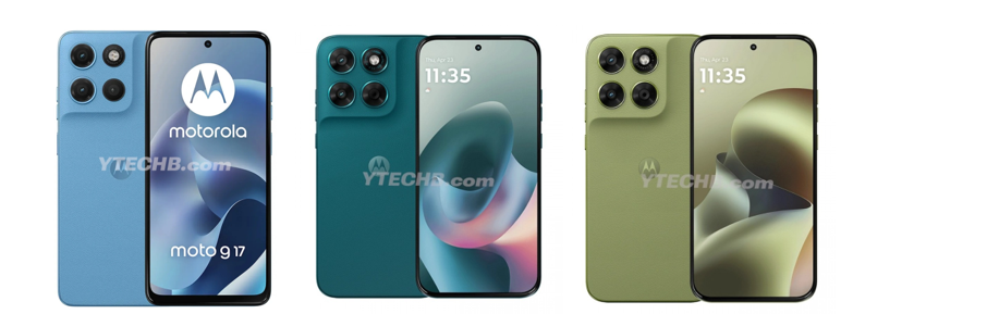 Moto G17 (extreme left), Moto G77 (centre) and Moto G67 (extreme right). (Image credit - YTECHB)