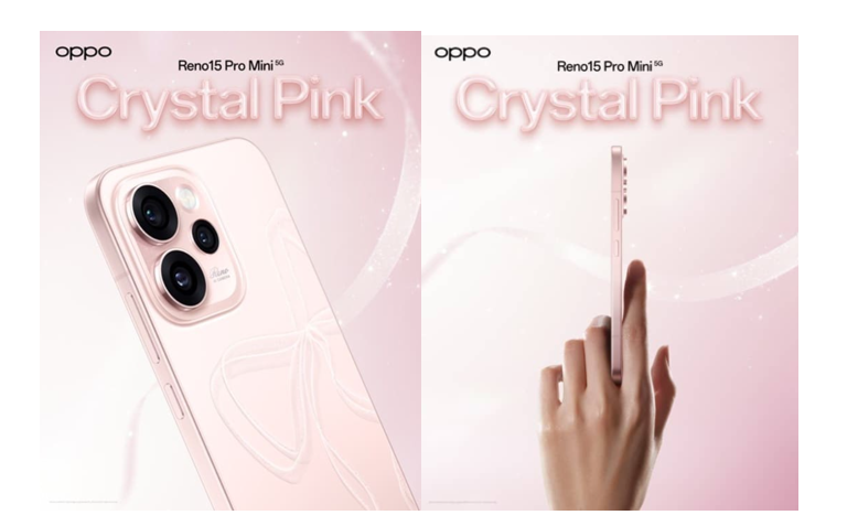 Oppo Reno15 Pro Mini now comes in Crystal Pink colour. (Image credit - Oppo)