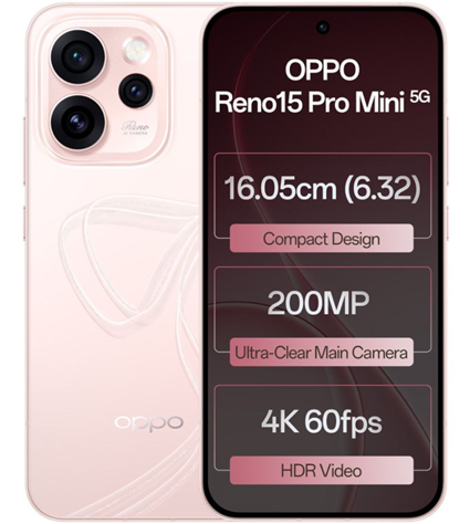 Oppo Reno15 Pro Mini in Crystal Pink. (Image credit - Oppo)