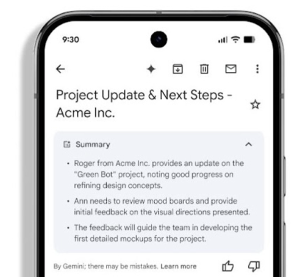 Gmail AI summaries.