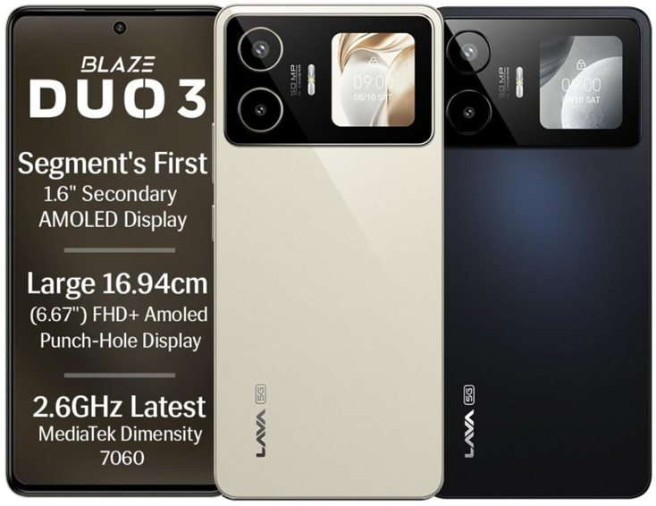 Lava Blaze Duo 3 5G colour variants. (Image credit - Lava)