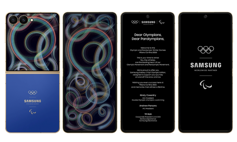 Samsung Galaxy Z Flip7 Olympic Edition with customised wallpapers. (Image credit - Samsung)