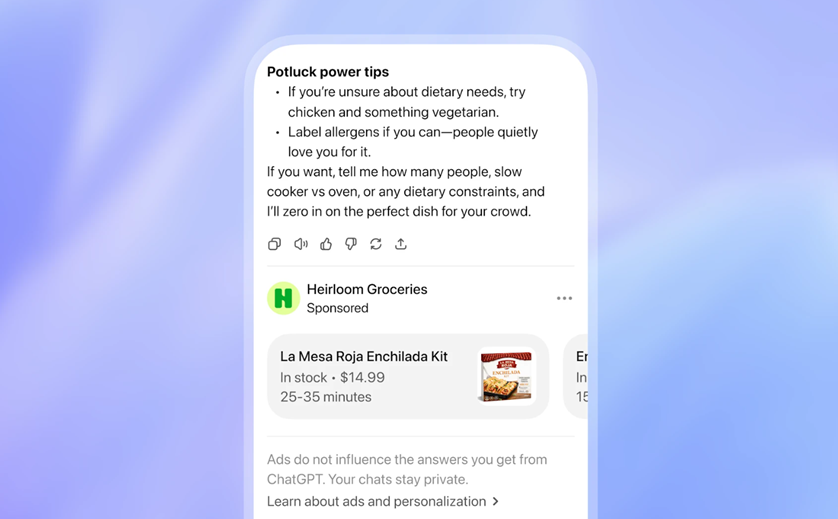 ChatGPT ads. (Image credit - OpenAI)
