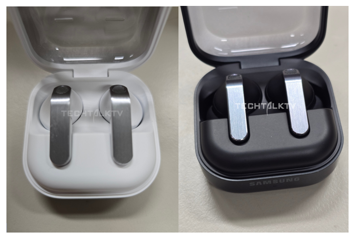 Leaked images of non-functional dummy units of the Galaxy Buds 4 and Galaxy Buds 4 Pro. (Image credit - @Mr_TechTalkTV on X)