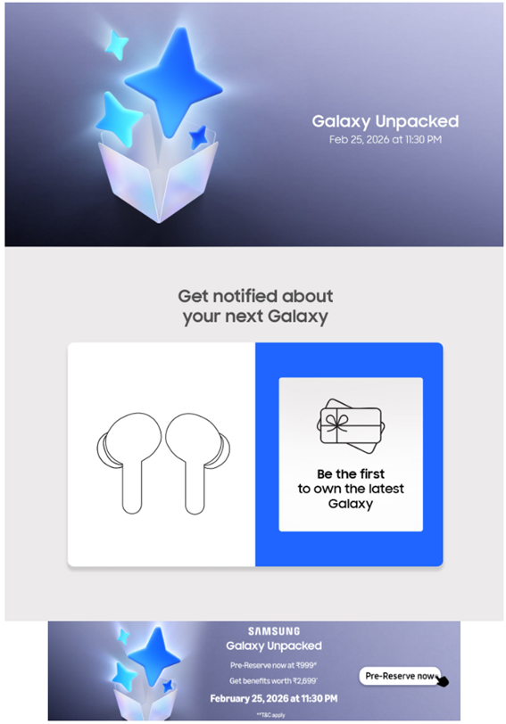 Samsung's upcoming launch microsite on Amazon.