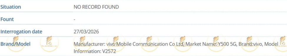 Vivo Y500 5G and Y500 4G in the IMEI database. (Screenshot by PassionateGeekz)