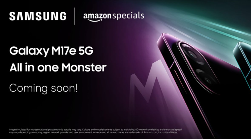 Samsung Galaxy M17e 5G teaser on Amazon. (Image credit - Samsung)
