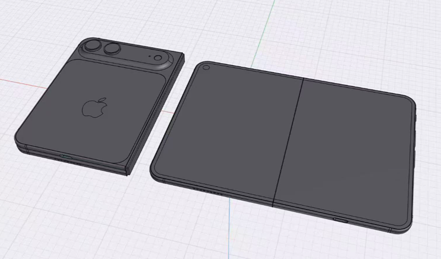 Recently leaked CAD renders of upcoming Apple foldable iPhone. (Image credit - @SonnyDickson on X)