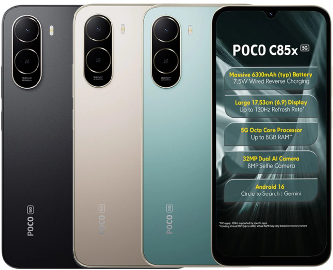 Poco C85x 5G colour variants. (Image credit - Poco)