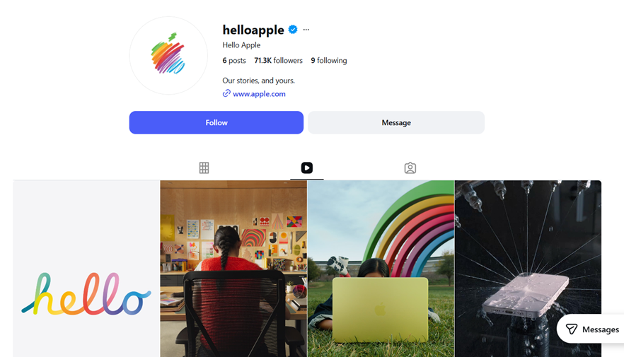 Apple’s new Instagram account.