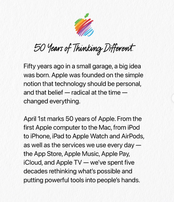 One of the first posts on Hello Apple Instagram account.