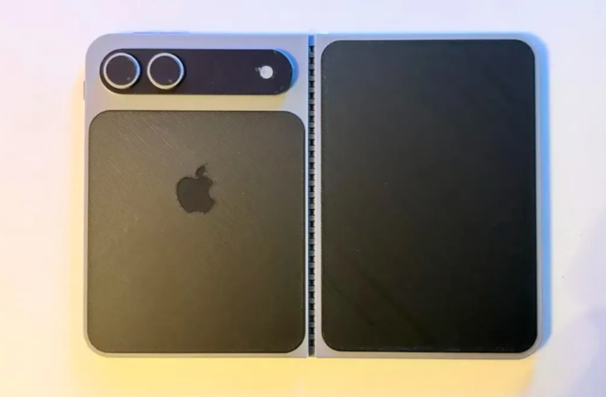 Previously leaked 3D printed mock-up of a possible iPhone Fold.